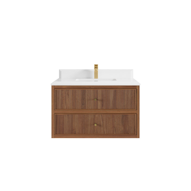 Ensemble de meuble-lavabo simple 36 po avec plateau en quartz Shaenna