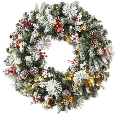 Faux Lighted 76cm Wreath