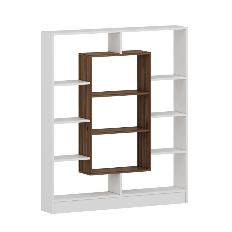 Cilegon 141.8cm H x 130cm W Bookcase, White/Brown