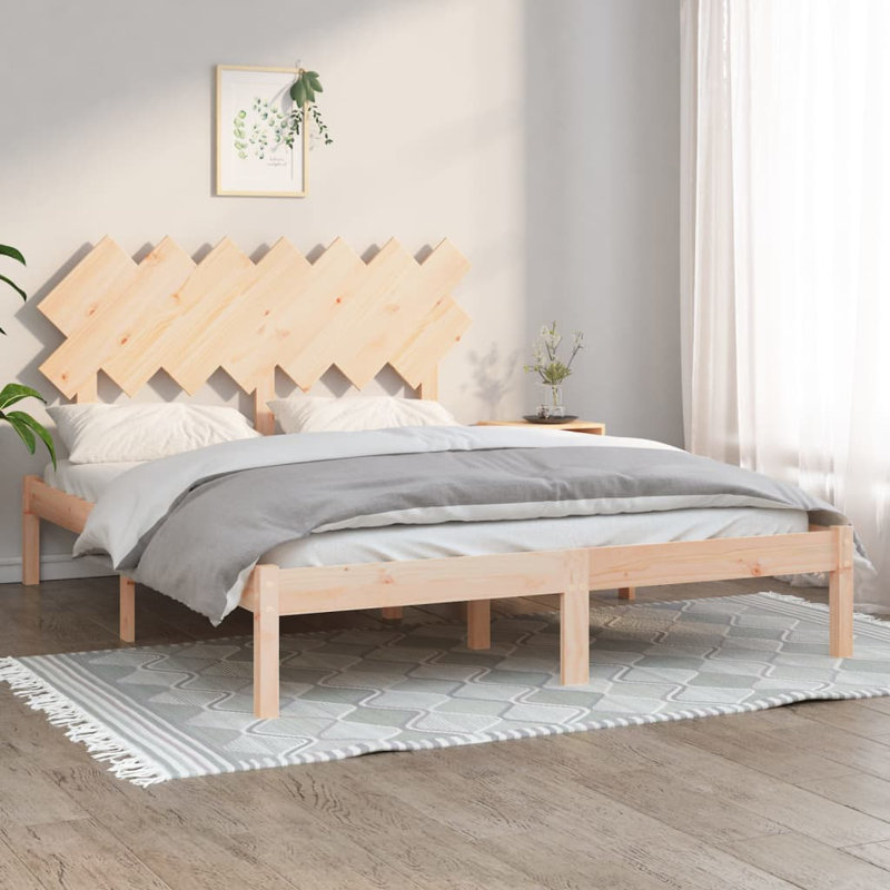 Bed Frame Solid Wood, natural, Kingsize (5')