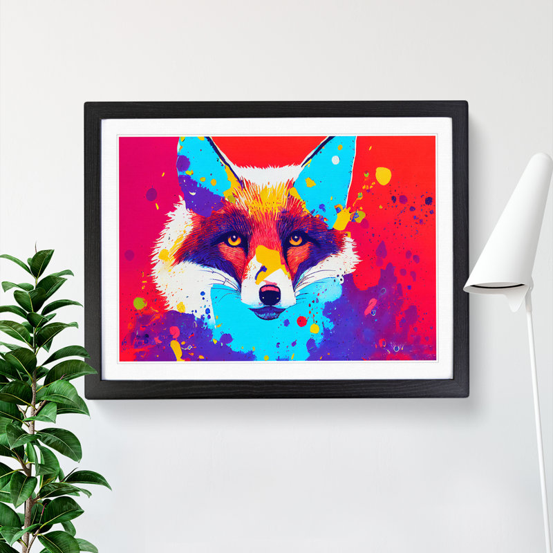 Fox Splatter Vol.4 Abstract - Single Picture Frame Print, Black, 46cm H x 64cm W x 2cm D