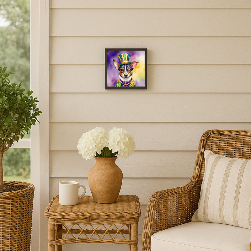 Rat Terrier King of Mardi Gras Framed Metal Print