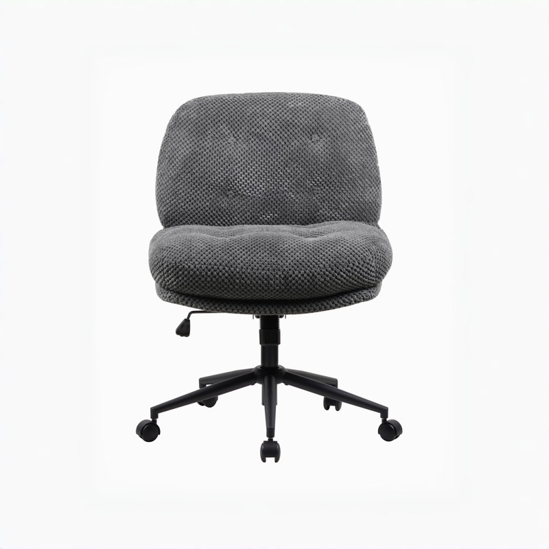 Cross Legged Office Chair On Wheels Adjustable Swivel Wider & Thickened, Gray