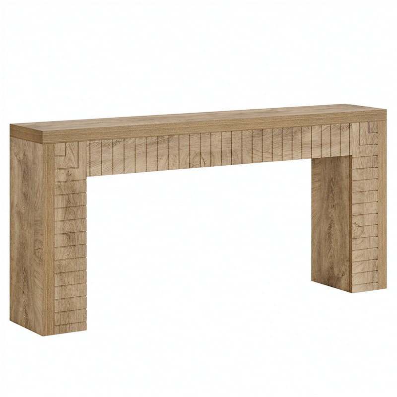 Console de style artistique avec rainures gravées uniques, parfaite pour un décor moderne et rustique