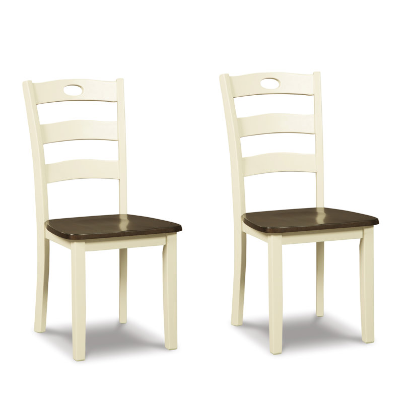 Strongsville Ladder Back Side Chair in White/Brown