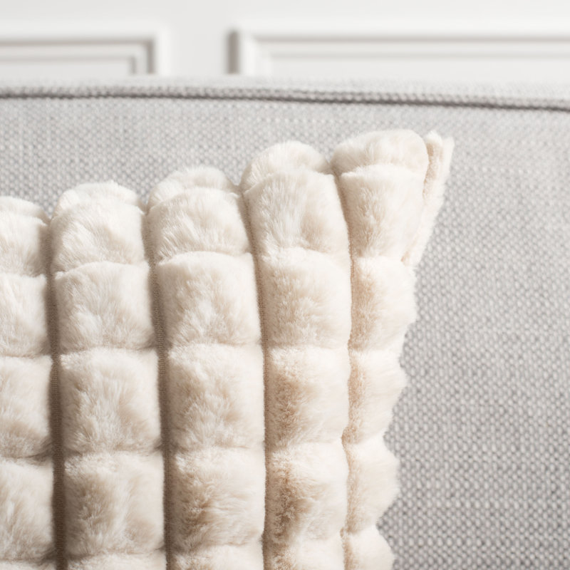 Kya Geometric Faux Fur Reversible Throw Pillow, 17" x 17"