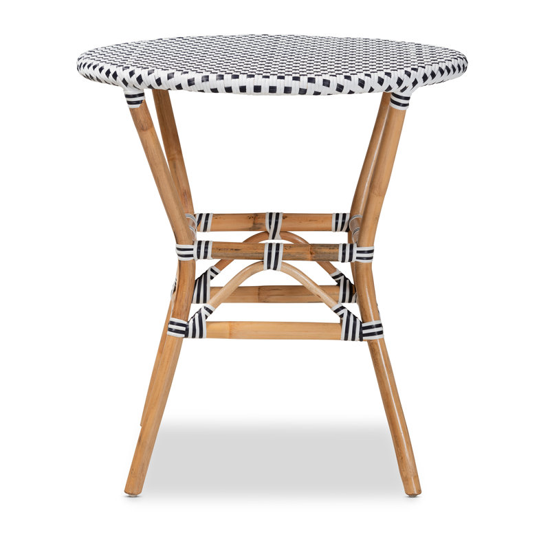 Round Black and White Rattan Cafe Dining Table