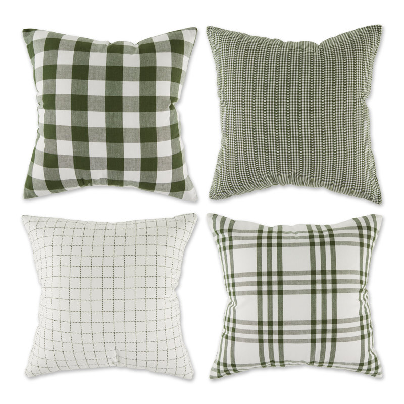 Gray Farmhouse Cotton Euro Throw Pillow Covers, Set of 4, 18x18