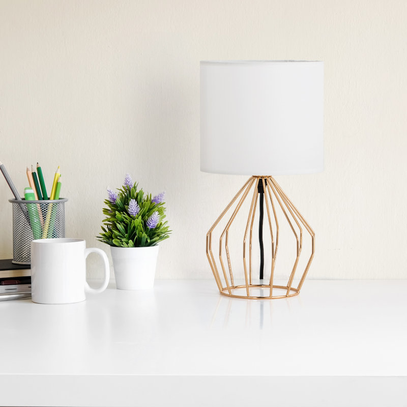 Metal Desk Lamp, Gold, White