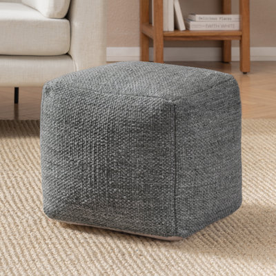 Teagan 16' Dark Grey Upholstered Pouf Ottoman