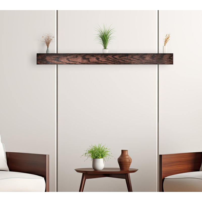 Tablette d'appoint en bois massif Britan, Cerise noir, H 4 po x l 40 po x P 8 po