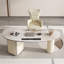 Bureau en bois manufacturé courbé blanc avec 3 tiroirs-108403760