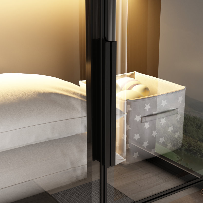 Garde-robe l 59 po avec 8 portes vitrées et DEL