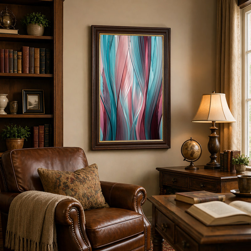 «Pink and Teal», 18"H x 12"W
