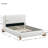 Elegant White Boucle Bed Frame In Full Size, With Solid Wood Feet And 3 Support Legs For Stability Comfortable Size Construction Soft Fabric Bedroom Decor