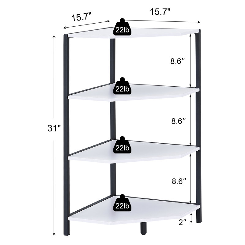 Armoire de coin Kempst, Plateau blanc / base noire