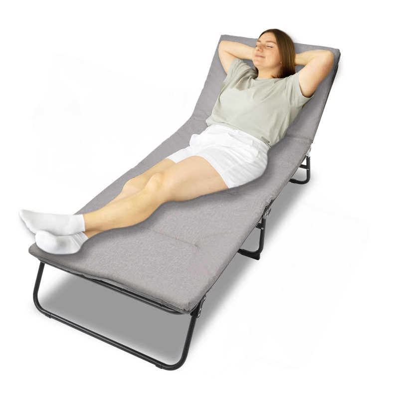 Lit de camp pliant pour adultes, lit de camp robuste ajustable à 5 angles avec sac de transport, lit de camp de voyage Oxford à 1200 jets