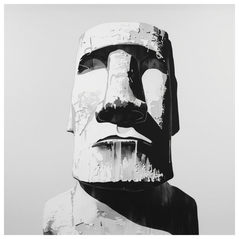 Couvre-lit matelassé Moai Statue Illustration, Queen