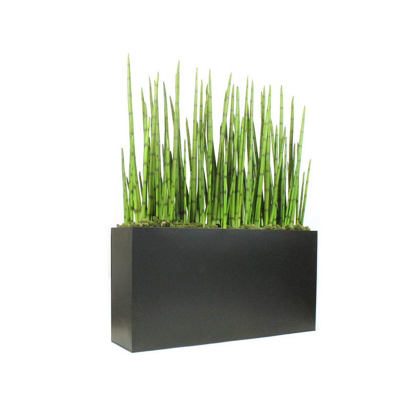Faux Snake Plant (Sansevieria) Grass in Metal Planter