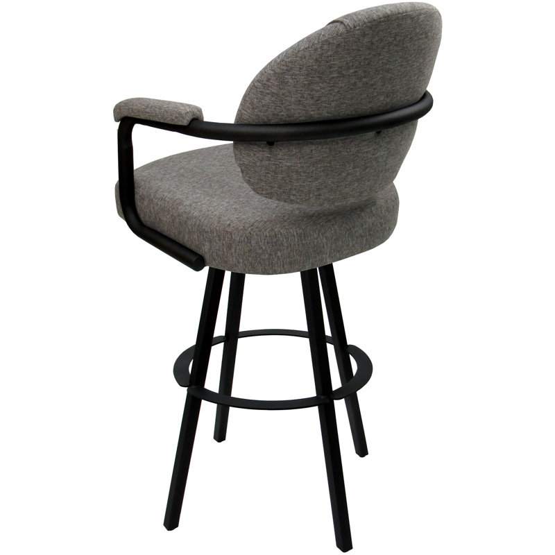 Tabouret de comptoir pivotant 30 po Mahlum, Mélange de polyester gris / cadre noir