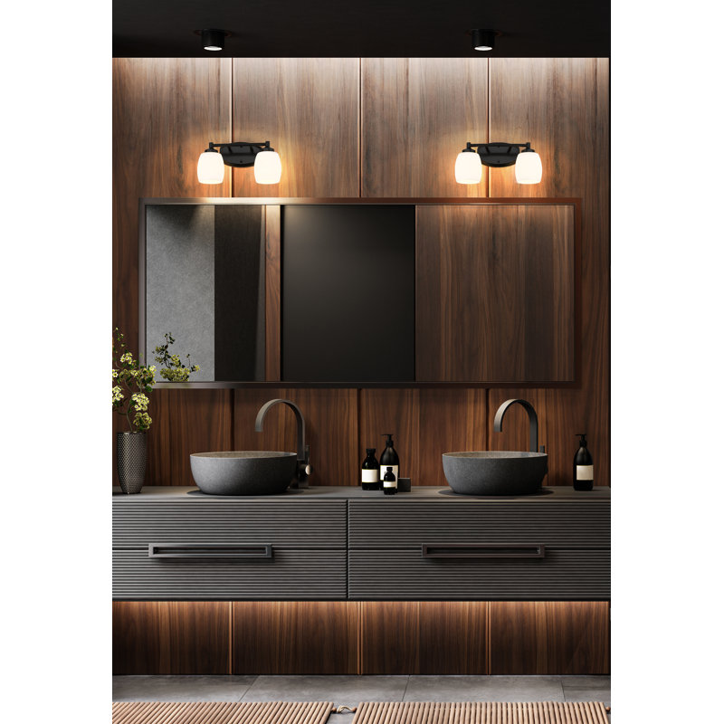 Meuble-lavabo 2 lumières Kendrick, Noir mat