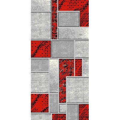 Gris/rouge Touffeté à la main Tapis décoratif