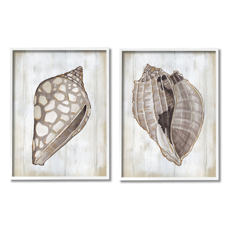 «Sp Spot Seashell Rustic Marine Life Beach Sign» par Carol Robinson - ensemble de 2 impressions sur toile flottante