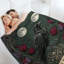 Jeté en flanelle de luxe Black Crow Red Flowe, couverture douce et chaude pour le canapé du salon-133687354