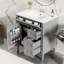 Meuble-lavabo moderne avec lavabo supérieur, meuble-lavabo moderne avec 2 tiroirs et tiroir escamotable, meuble-lavabo simple-128972921