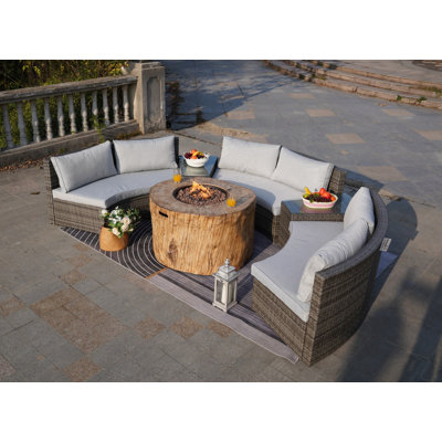 Arrika Wicker 6 - Person Patio Conversation Set with Cushions