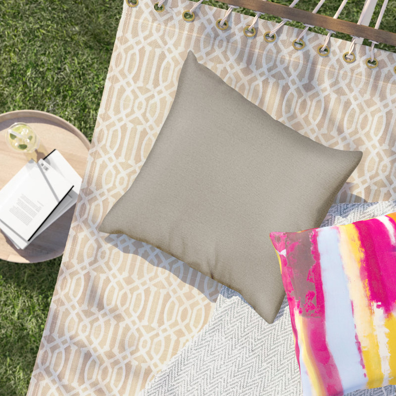 Casual Cushion Solid Sunbrella® Fabric 1-Piece Indoor/Outdoor Square Throw Pillow, 18"W x 18"L, Cast Silver, 18"H x 18"W