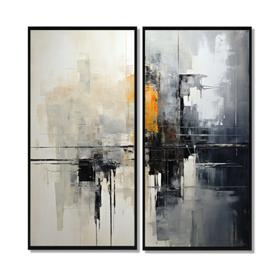 Grey Collage Reflections I - impressions d'art moderne sur toile 2 panneaux