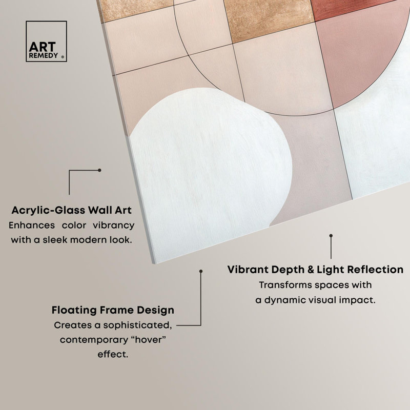 Modernist Circles Duo Acrylic Print Boho Beige Wall Art Set by Art Remedy, Ready to Hang, 10 x 15, H 45 po x l 30 po