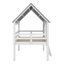 Lit mezzanine simple en forme de maison avec toit, lit mezzanine bas en bois avec rangement et 2 fenêtres à l'avant