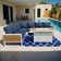 Ensemble de canapé modulaire d'extérieur en aluminium 5 pièces avec coussins et foyer