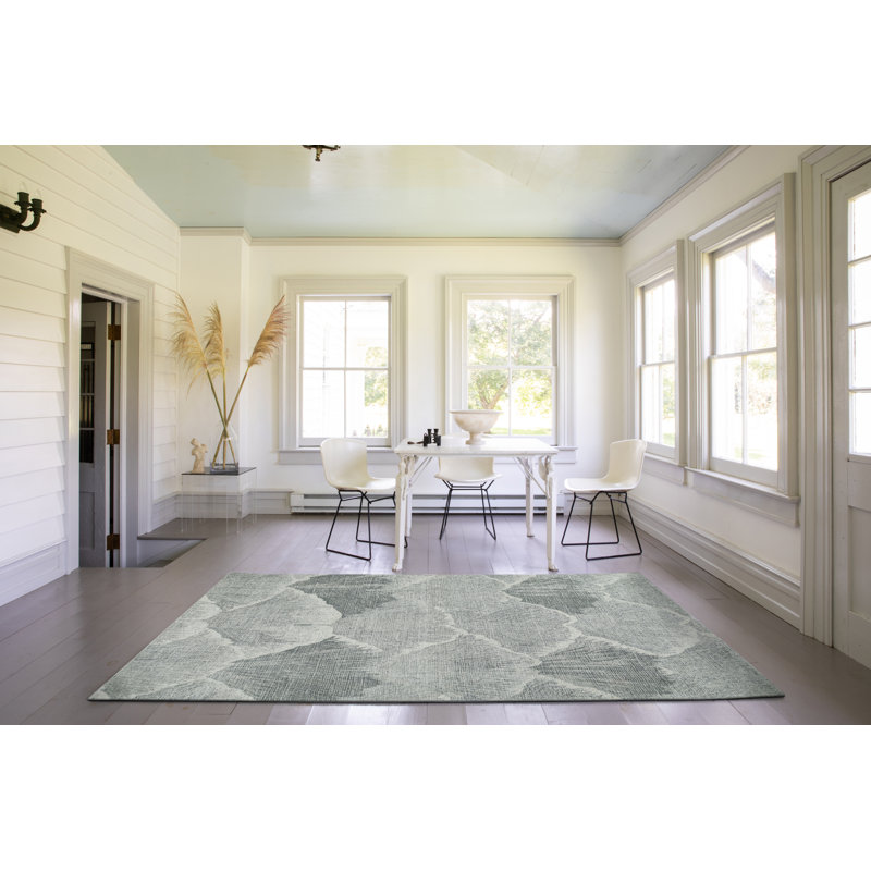 Gingko Hand Tufted Gray Area Rug, Rectangle 7'6" x 9'6"