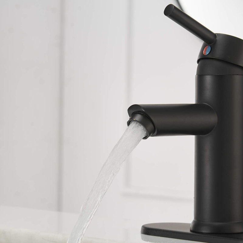 Robinet pour salle de bain à poignée simple, Noir mat