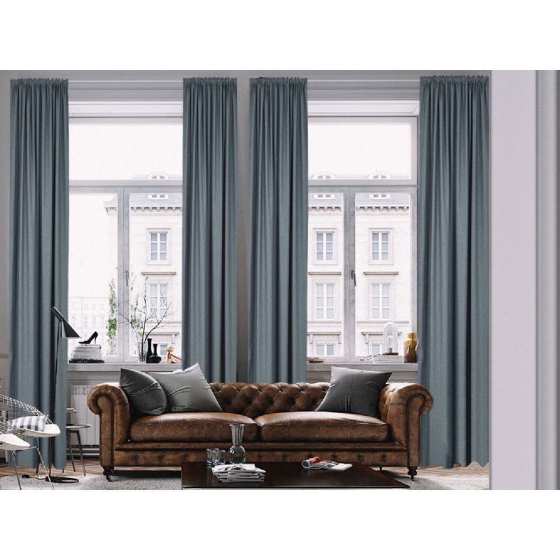 Lined Blackout Extra Long & Extra Wide Custom Made Decorative Single Panel Curtain, Blue, 100" W x 264" L