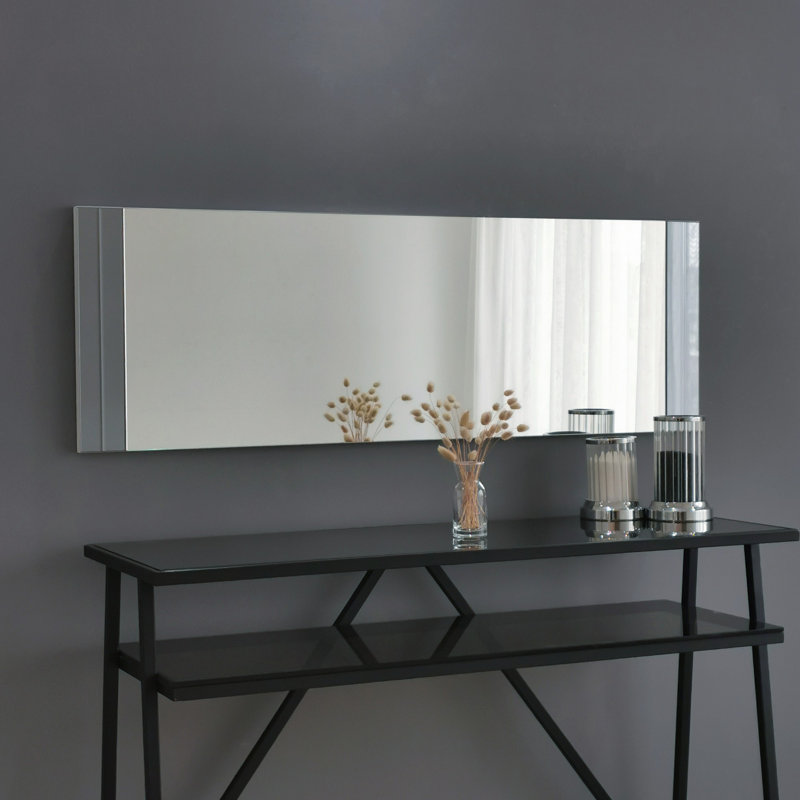 Modern Wall Mirror, 47.2 x 15.7 x 0.9 inches | 100% Melamine Coated Particle Board, Moisture Resistant, PVC Strapping | Environmentally Friendly | Vertically & Horizontally Adjustable, Elegant White Design