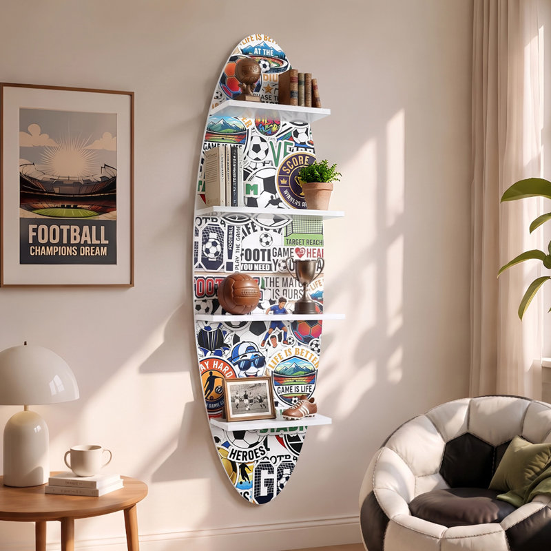 52''H Surfboard Wall Shelf with Printed Surface