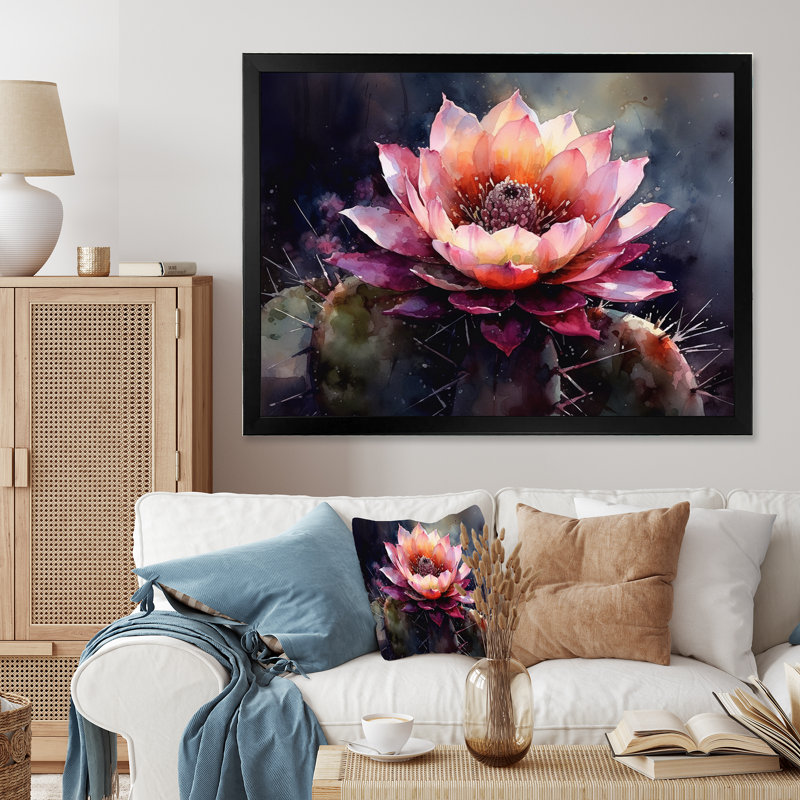 Ryoma rose vert cactus beauté II, Cadre photo noir, H 12 po x l 20 po x P 1 po