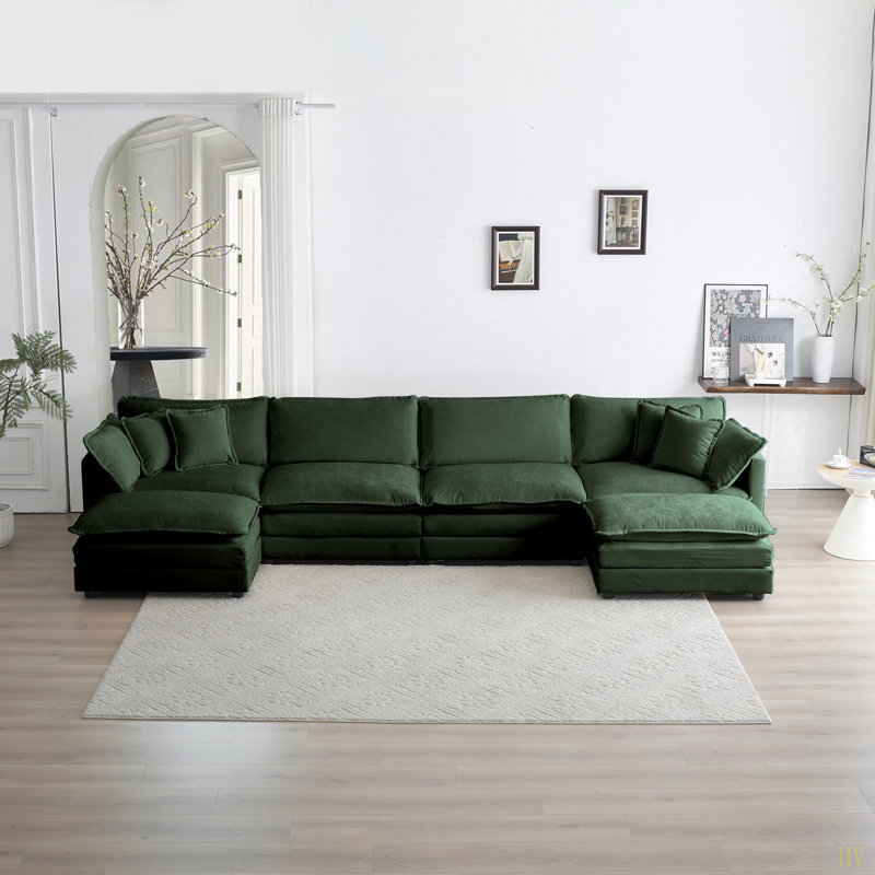 Canapé Comfort U, Chenille verte