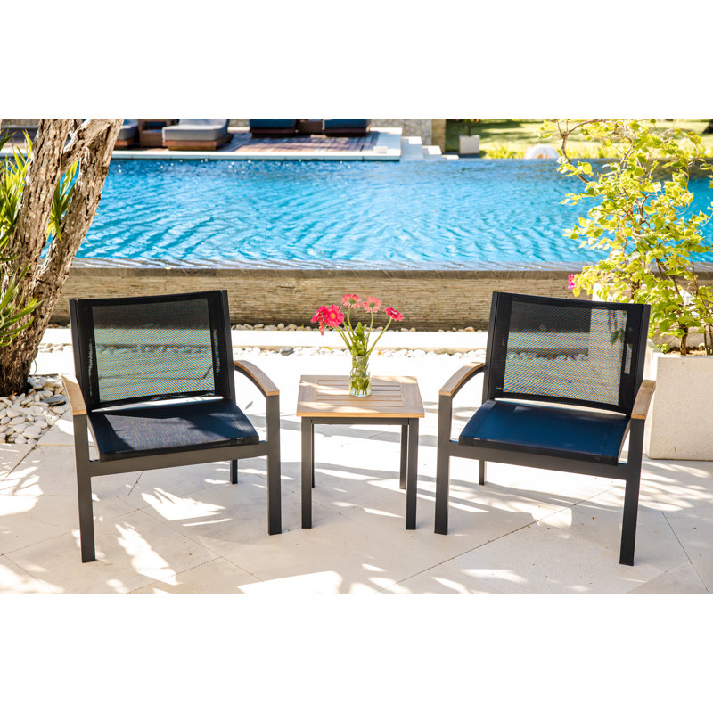 Soho 20" Teak Aluminum Outdoor Tall Square Side Table, Black