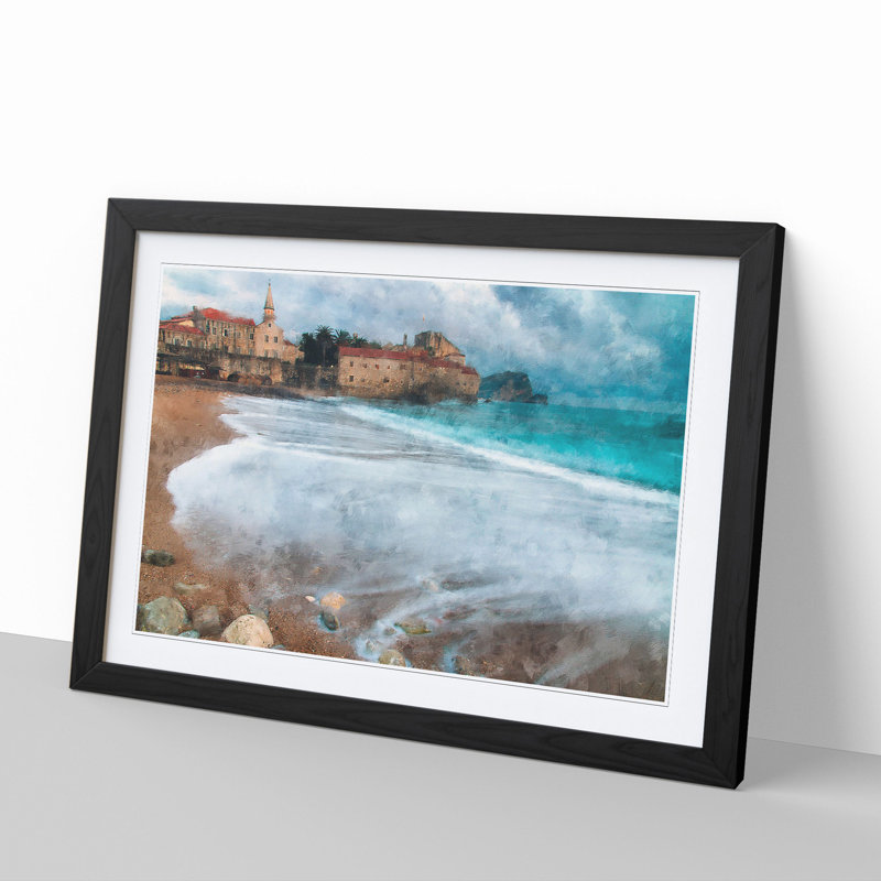 Montenegro Beach - Picture Frame Graphic Art, 27cm H x 36cm W x 2cm D, Black