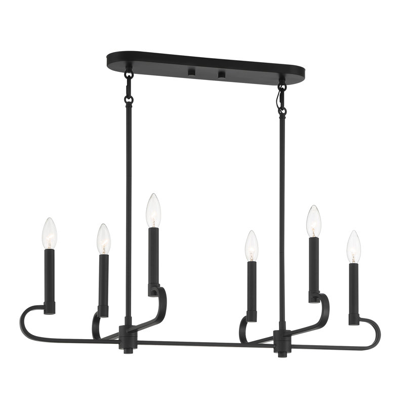 Luminaire suspendu pour îlot de cuisine 6 lumières Madel, Noir mat