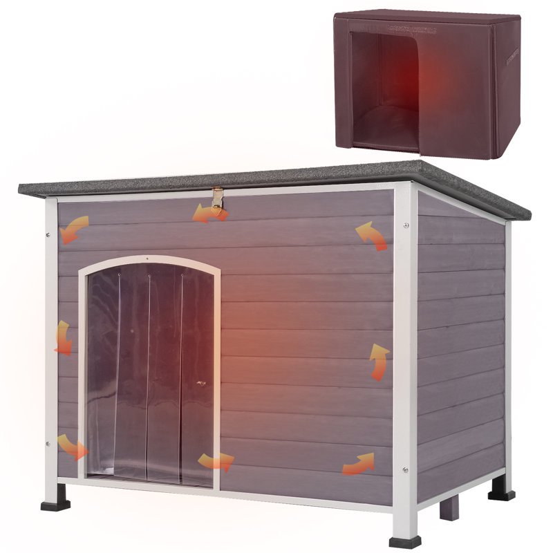 Niche pour chien isolée en bois gris