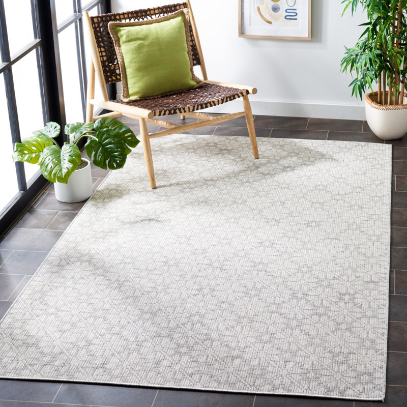 Gray and Ivory Geometric Hand-knotted Rectangular Rug