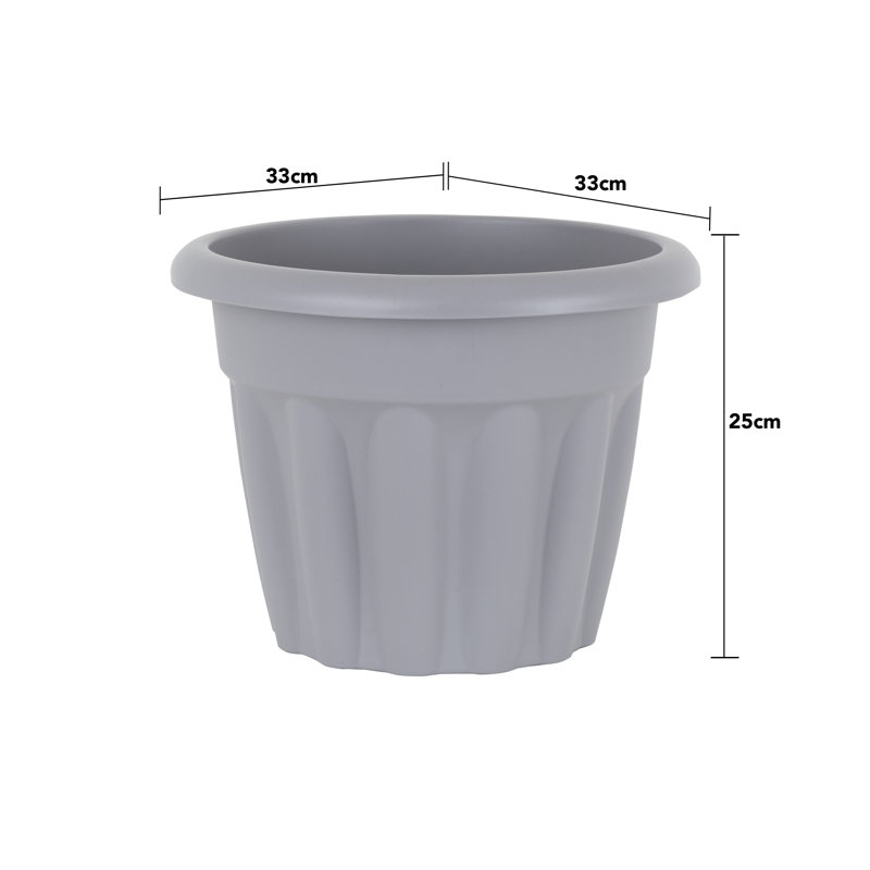 Wham Vista Round Planter Upcycle Grey, 25cm H x 33cm W x 33cm D