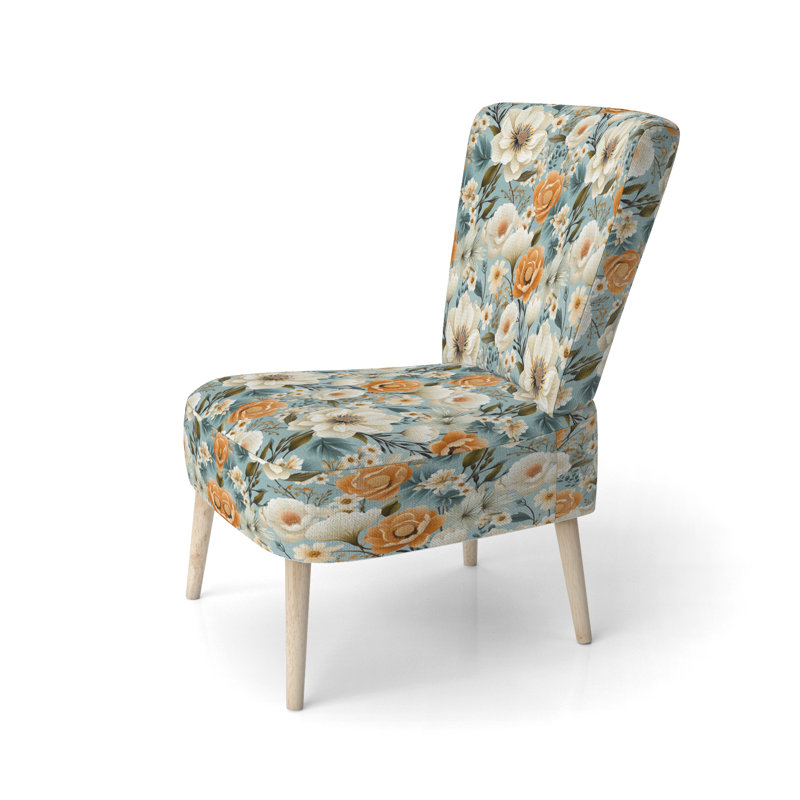 Motif floral orange rustique élégant - Chaise d'appoint rembourrée de style campagnard, Chaise d'appoint rustique à motif floral