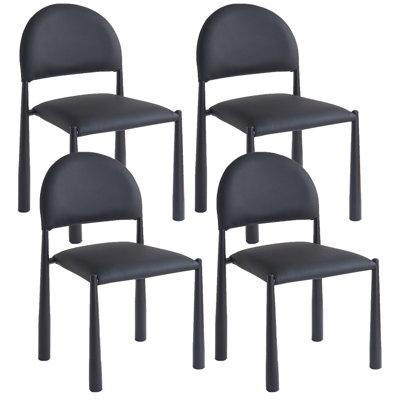 Chaise de salle à manger contemporaine en similicuir et métal, ensemble de 4